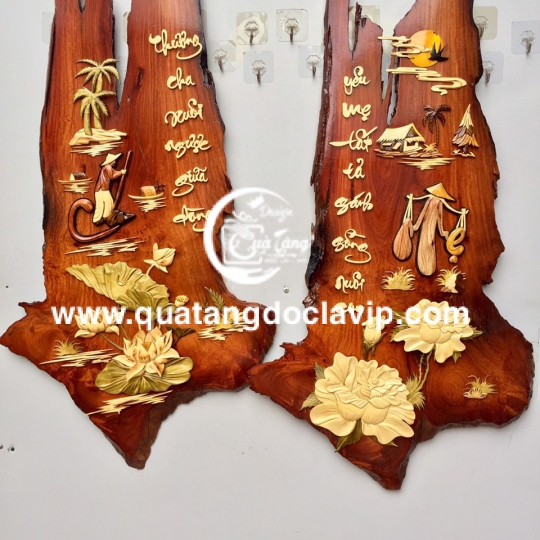 Tranh Gỗ Chữ Cha Mẹ (QTTG-12)